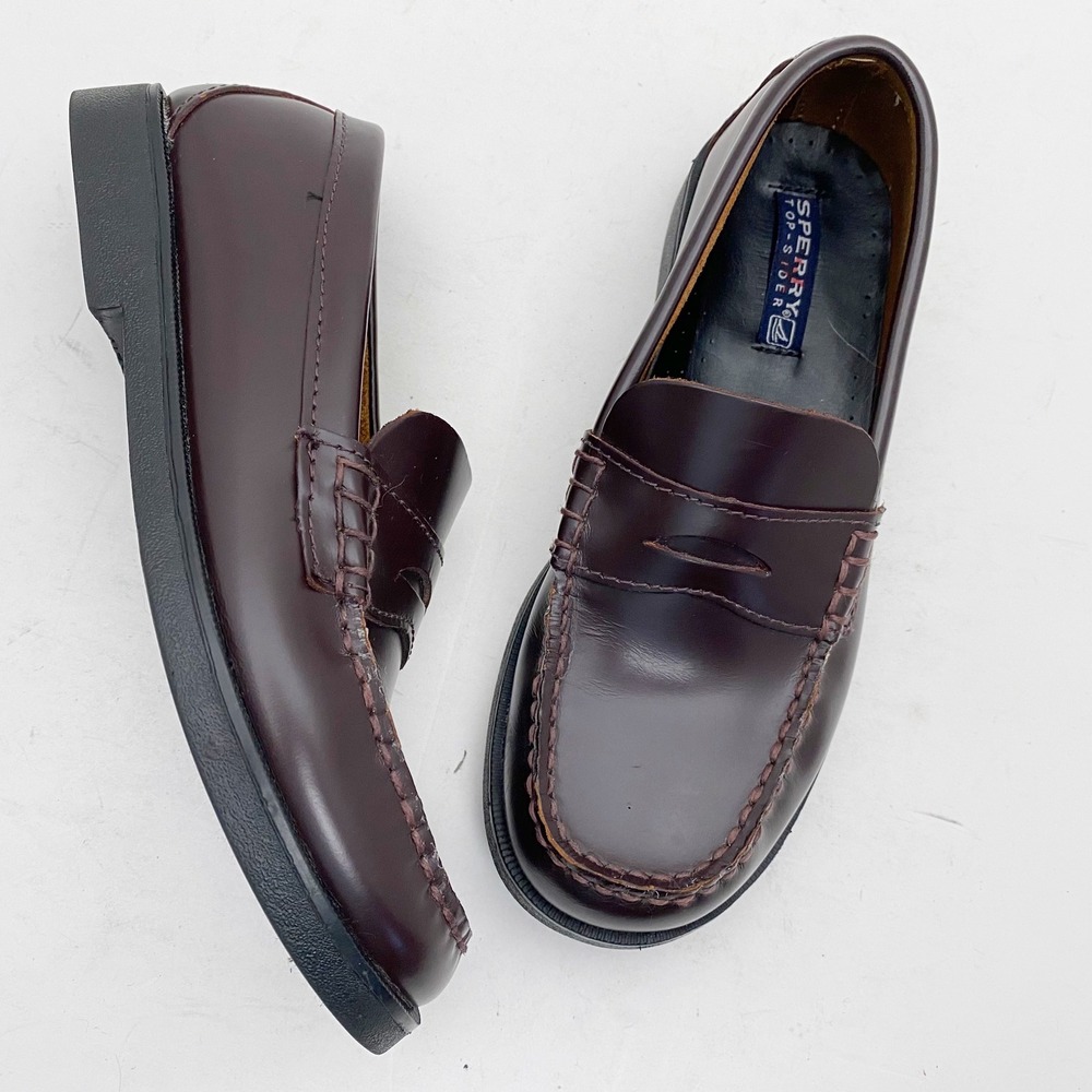 Sperry Top-Sider Colton‎ Boys Penny Loafers Cordovan Leather Slip On Shoes 3N